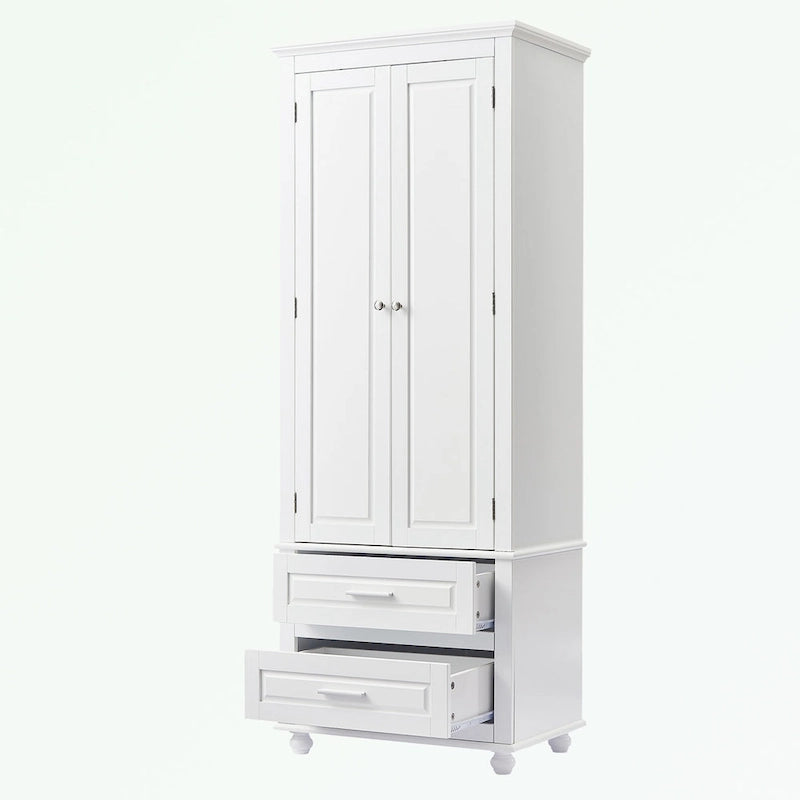 Meuble de rangement haut gris/blanc avec 2 tiroirs et une étagère réglable