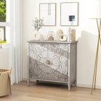 Buffet gris clair avec étagère réglable, plateau en MDF
