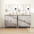 Buffet gris clair avec étagère réglable, plateau en MDF