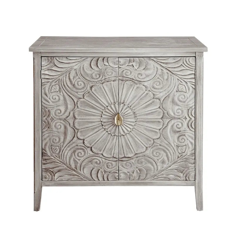 Buffet gris clair avec étagère réglable, plateau en MDF