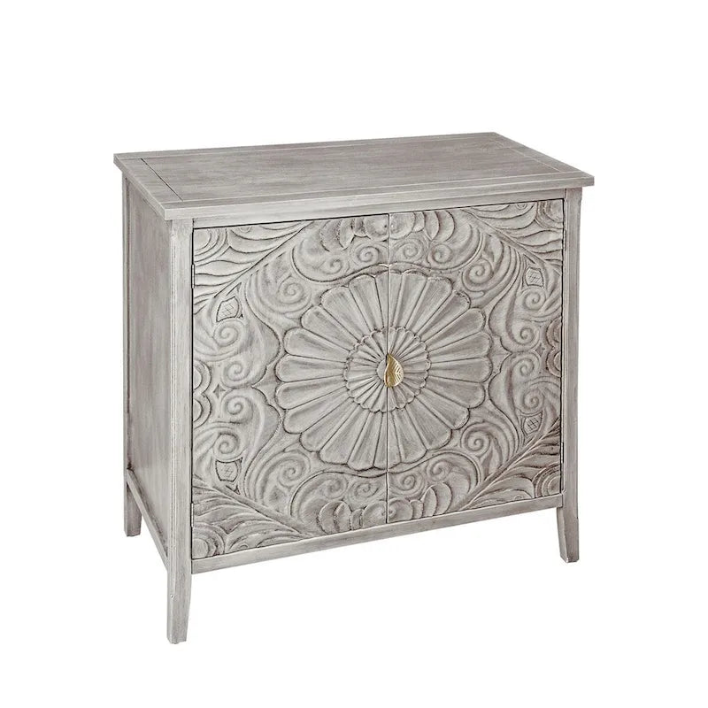 Buffet gris clair avec étagère réglable, plateau en MDF