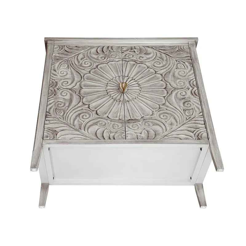 Buffet gris clair avec étagère réglable, plateau en MDF