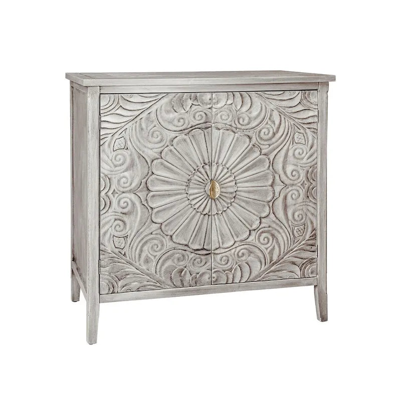 Buffet gris clair avec étagère réglable, plateau en MDF