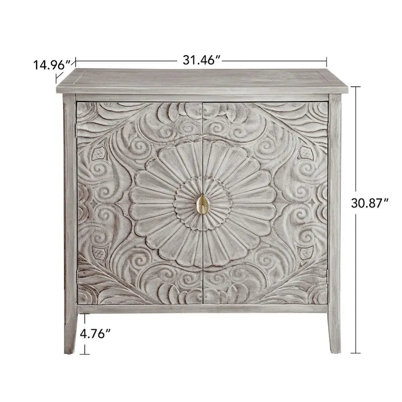 Buffet gris clair avec étagère réglable, plateau en MDF