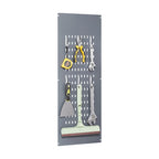Armoire de rangement verrouillable en acier gris / gris et blanc, organisateur haut pour balais et outils