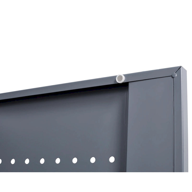 Armoire de rangement verrouillable en acier gris / gris et blanc, organisateur haut pour balais et outils