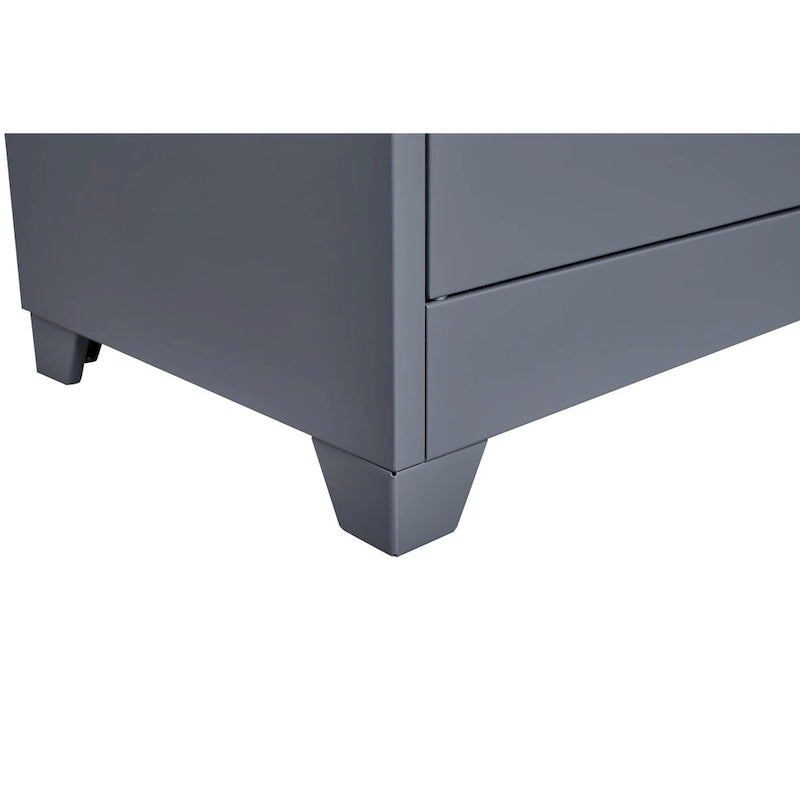 Armoire de rangement verrouillable en acier gris / gris et blanc, organisateur haut pour balais et outils