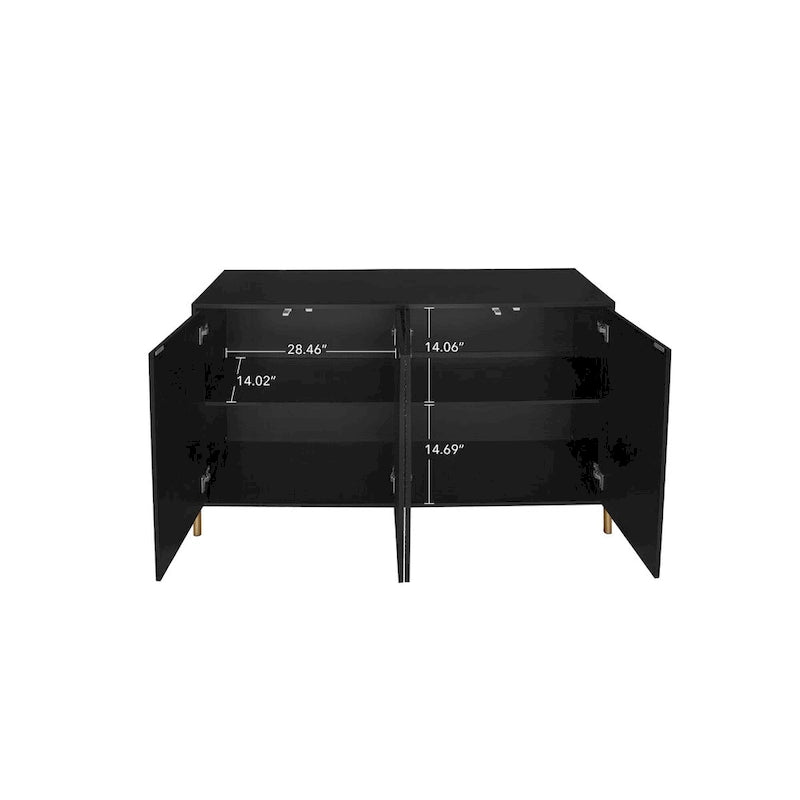 Bahut buffet sculpté noir à 4 portes pour le salon