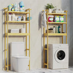 Étagère de rangement de toilette moderne en bambou et bois naturel, 3 niveaux, montage par 1 personne