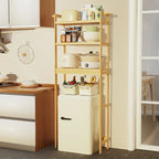 Étagère de rangement de toilette moderne en bambou et bois naturel, 3 niveaux, montage par 1 personne