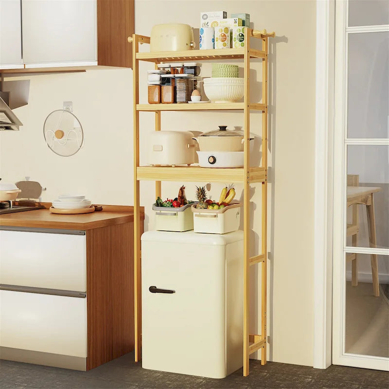 Étagère de rangement de toilette moderne en bambou et bois naturel, 3 niveaux, montage par 1 personne